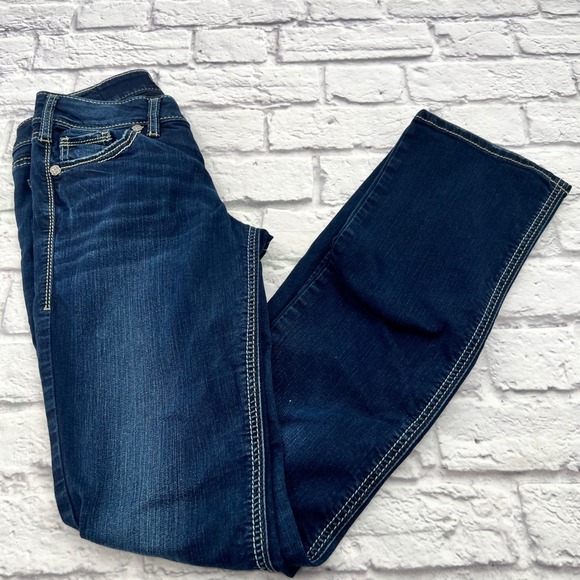 Silver Jeans Suki Mid Slim Boot Womens Size 26/33 Dark Wash Denim Jeans - Picture 1 of 12